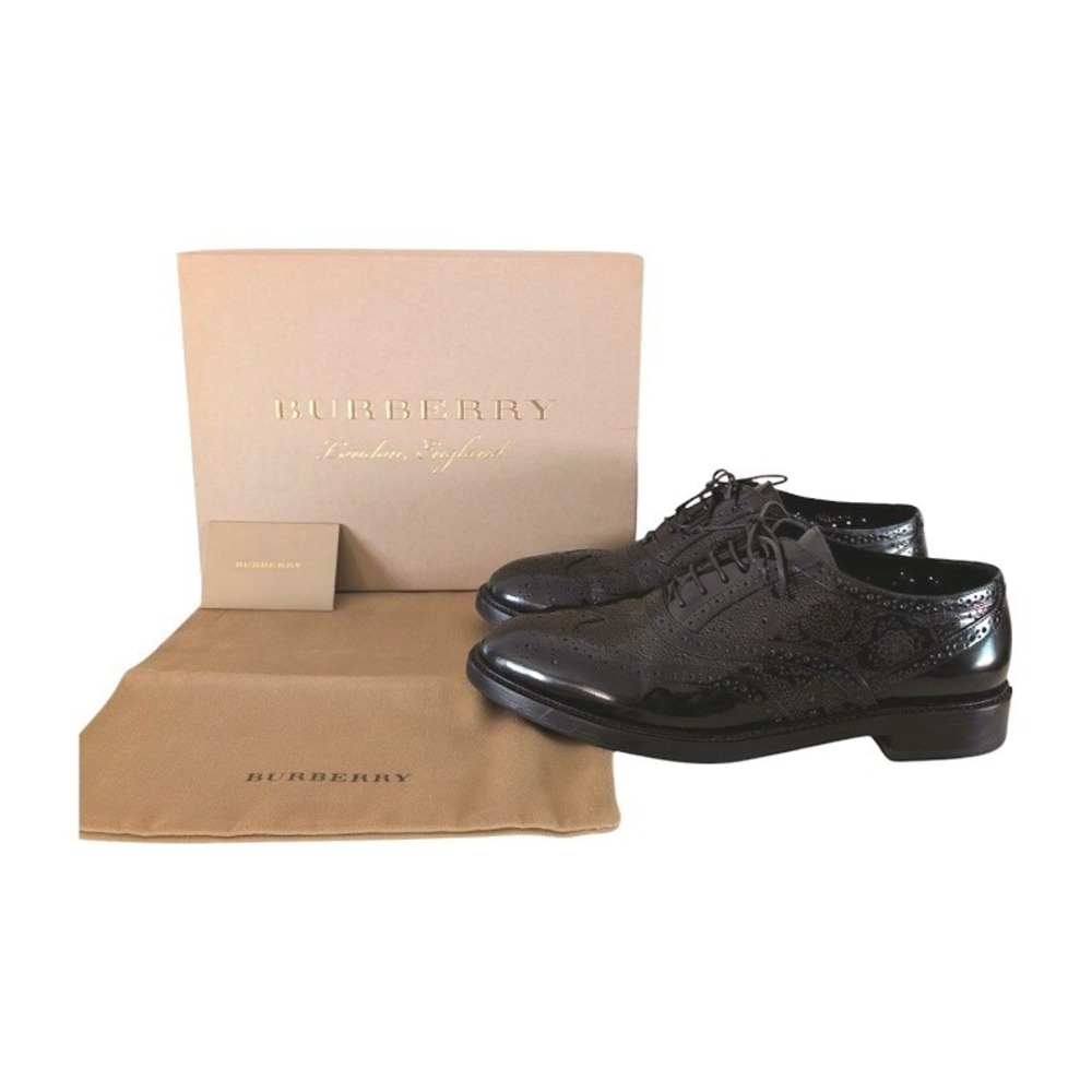 Burberry Gennie Black Leather Wingtip Brogue Oxfords Dress Shoes Women SZ 39 IOB - Picture 2 of 12